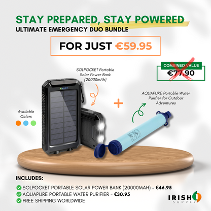 SOLPOCKET Portable Solar Power Bank (20000mAh)