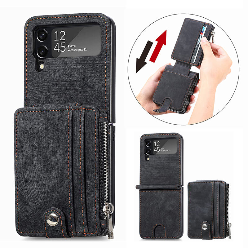 Luxury Fashion Leather Wallet Folding Case For Samsung Galaxy Z Flip 3 & Z Flip 4