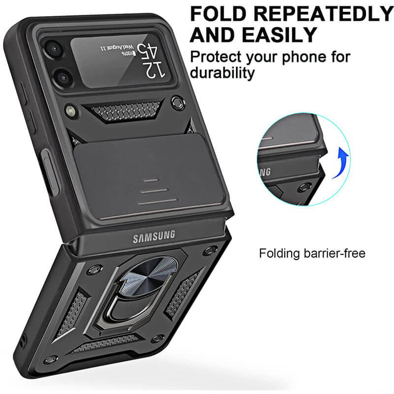 Drop Tested Cover with Magnetic Kickstand Car Mount Protective Case for Samsung Galaxy Z Flip4 Flip3 5G