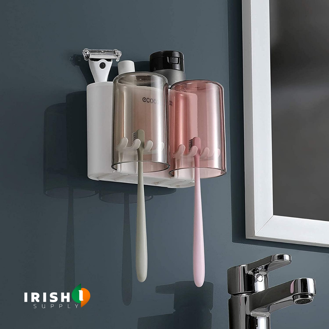 BRUSHRACK Wall Mounted Toothbrush Holder & Dispenser