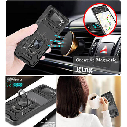 Drop Tested Cover with Magnetic Kickstand Car Mount Protective Case for Samsung Galaxy Z Flip4 Flip3 5G