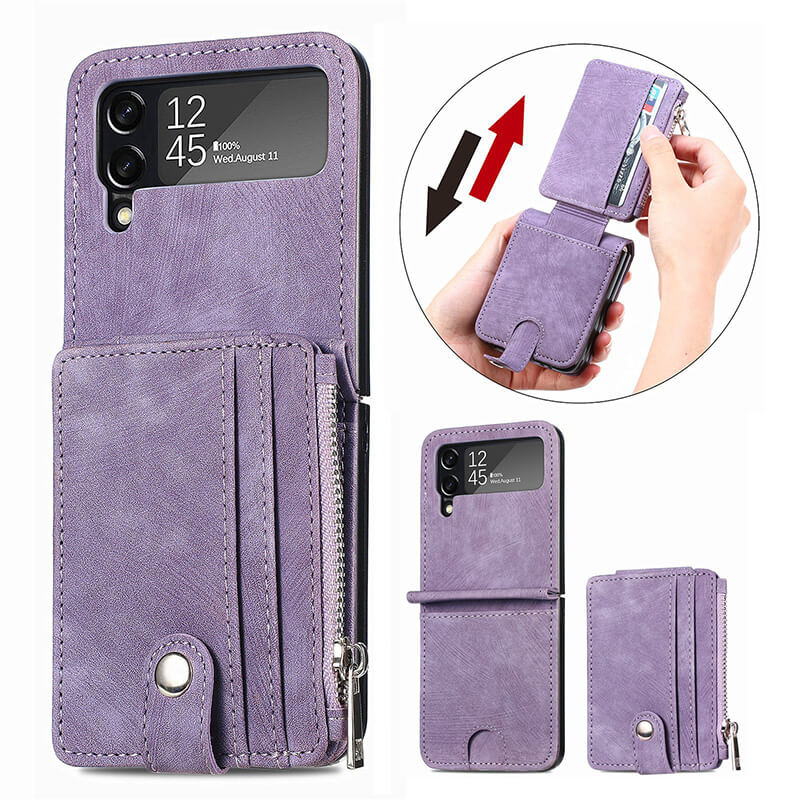 Luxury Fashion Leather Wallet Folding Case For Samsung Galaxy Z Flip 3 & Z Flip 4