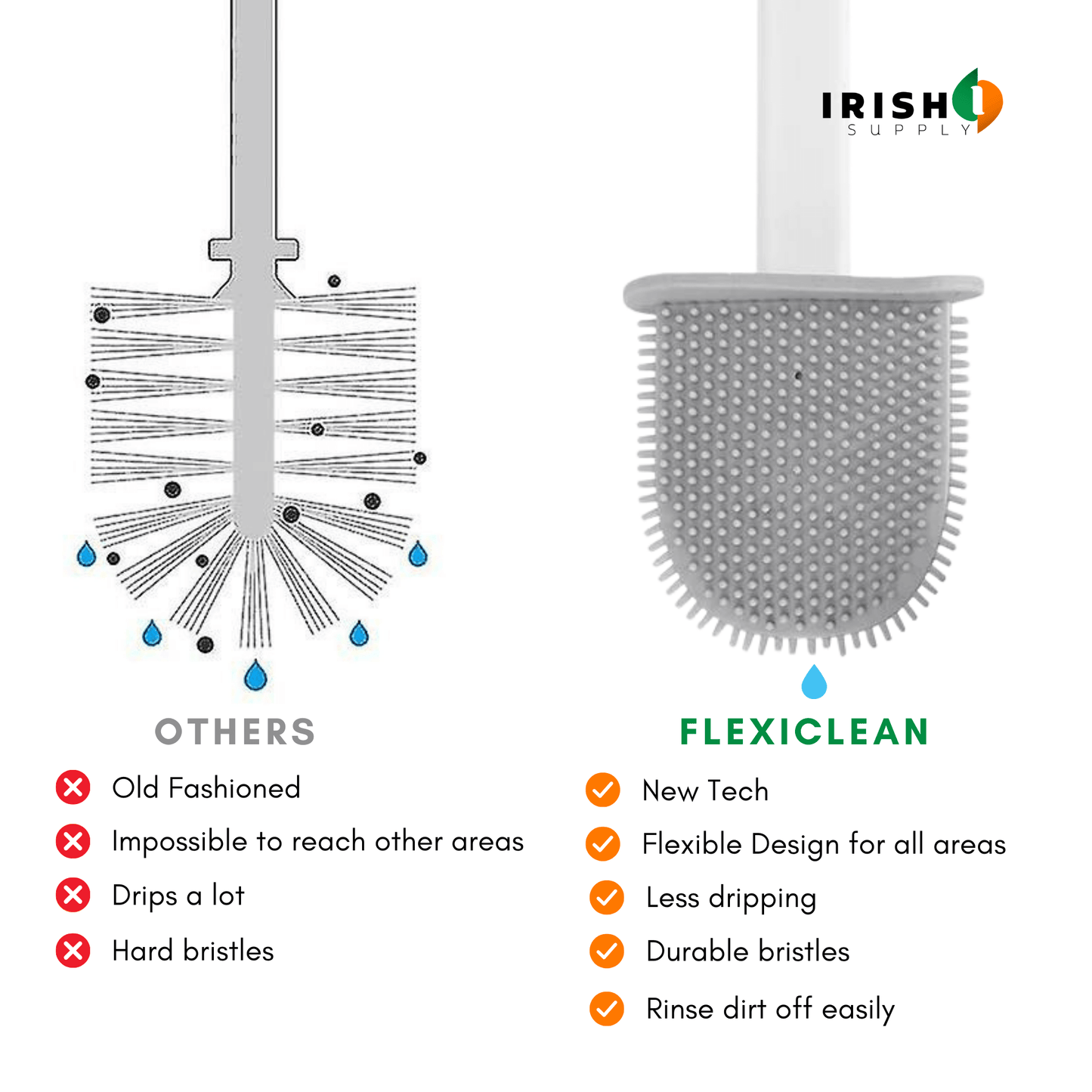 FLEXICLEAN Silicone Toilet Brush and Holder Set