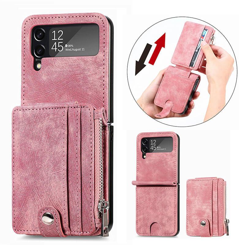 Luxury Fashion Leather Wallet Folding Case For Samsung Galaxy Z Flip 3 & Z Flip 4