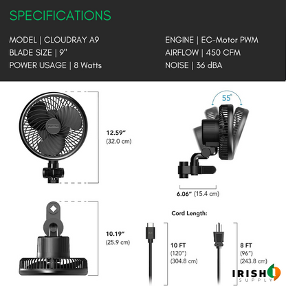 HYDROAIR Quiet Hydroponics Circulation Cooling Fan