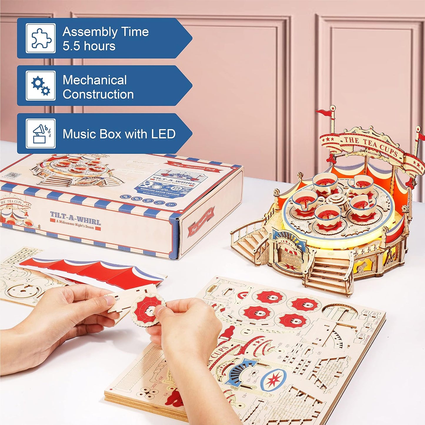 Amusement Park Series DIY Music Box 3D Wooden Puzzle