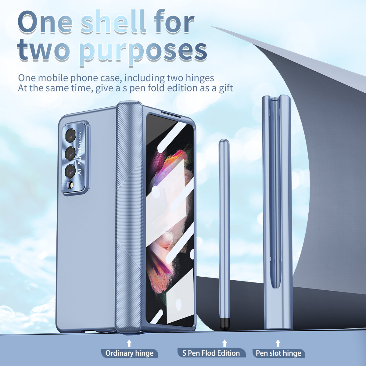 Anti-Falling Pen Holder Hard Case for Samsung Galaxy Z Fold4 5G Fold3