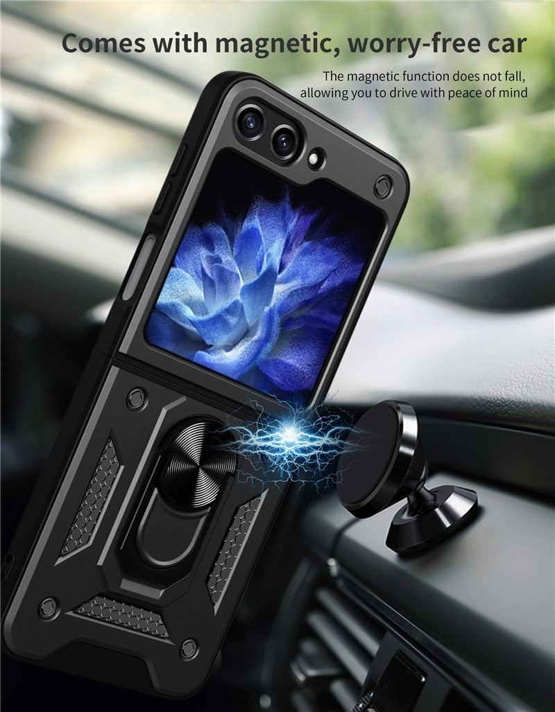 Armor Magnetic With Stand Holder Ring Case For Samsung Galaxy Z FLIP 5