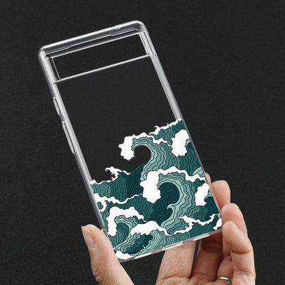 Fashion Great Blue Wave Clear Phone Case for Google Pixel 7 Pro