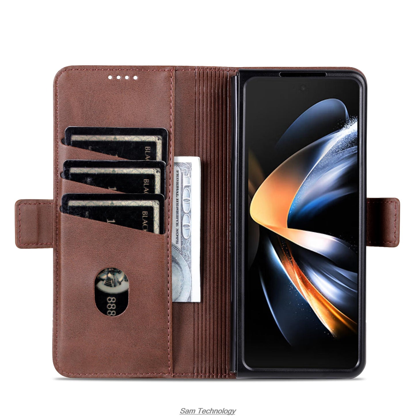 Magnetic Adsorption Leather Fitted Case For Samsung Galaxy Z Fold 5