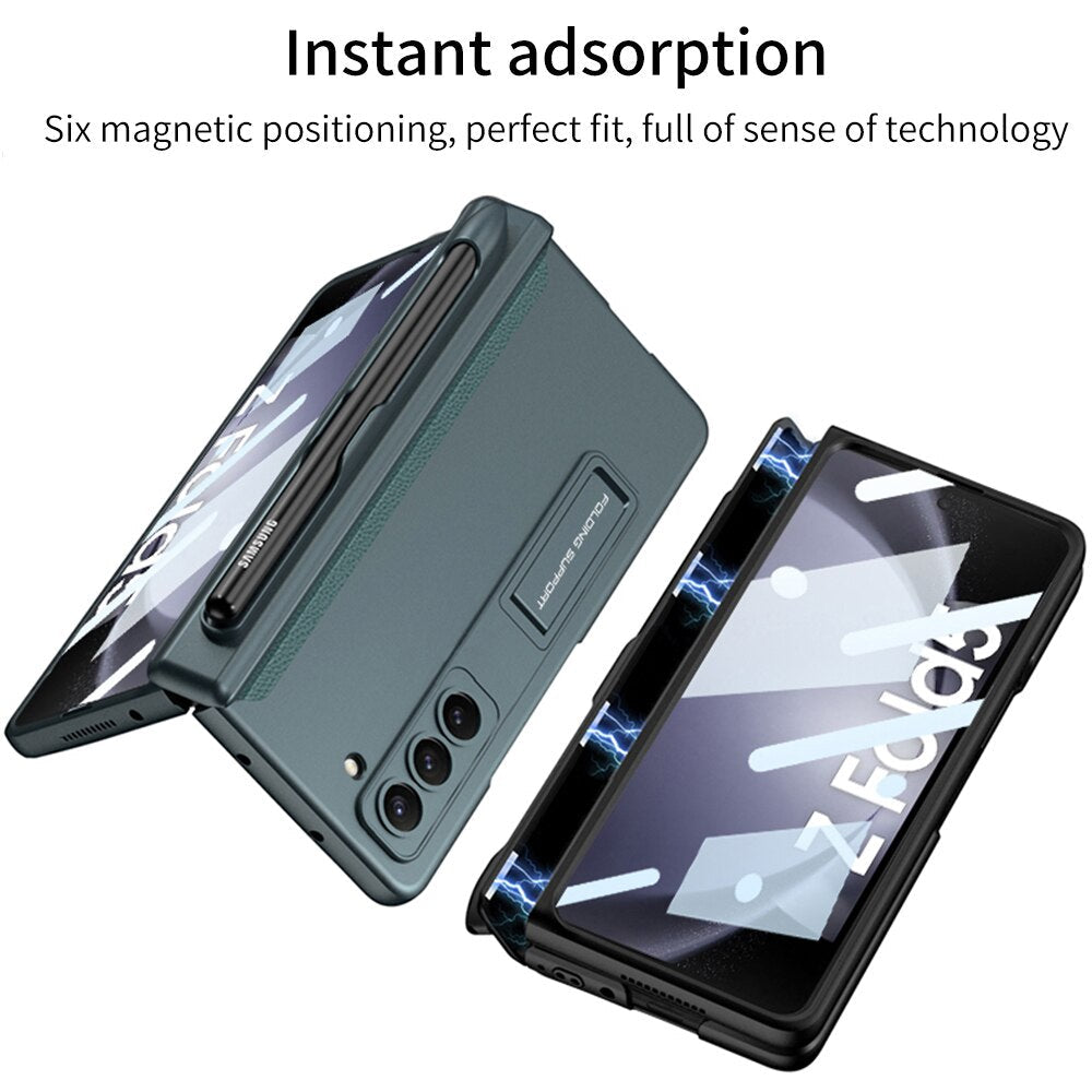 Shockproof Matte Case With Bracket & Pen Holder For Samsung Galaxy Z Fold 5