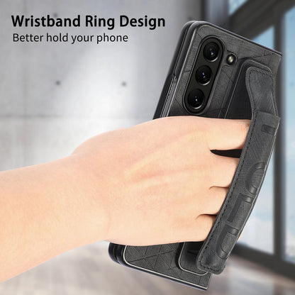 Wrist Strap Leather Case with Pen Slot For Samsung Galaxy Z Fold 5