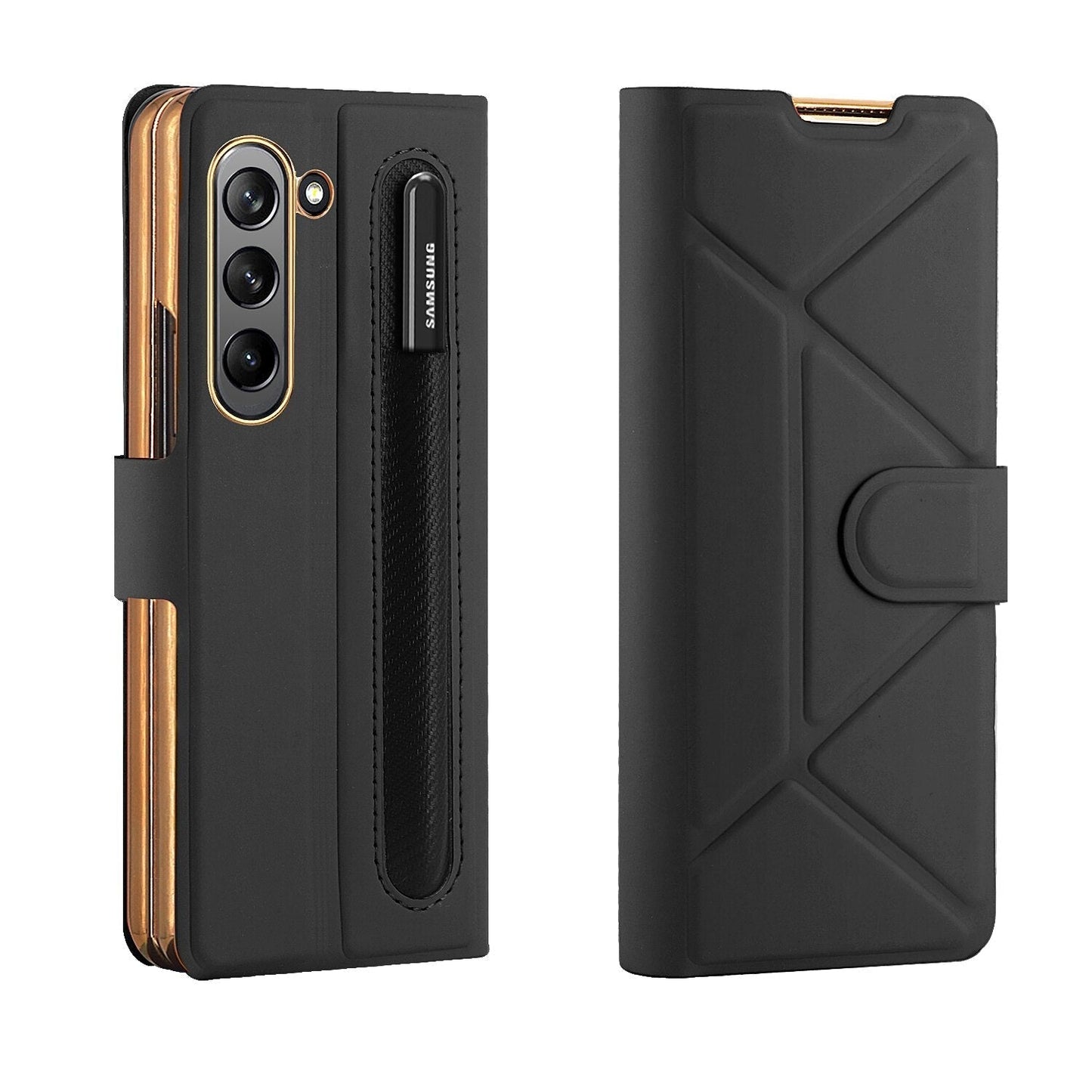 Magnetic Leather Flip Cover & S Pen Slot Holder for Samsung Galaxy Z Fold 5