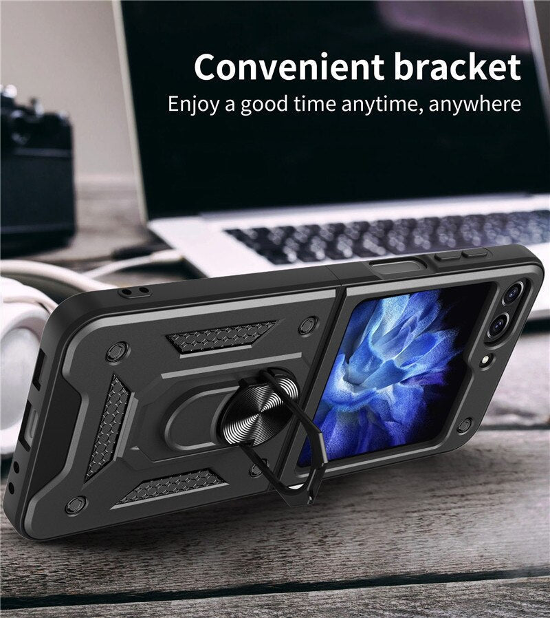 Armor Magnetic With Stand Holder Ring Case For Samsung Galaxy Z FLIP 5