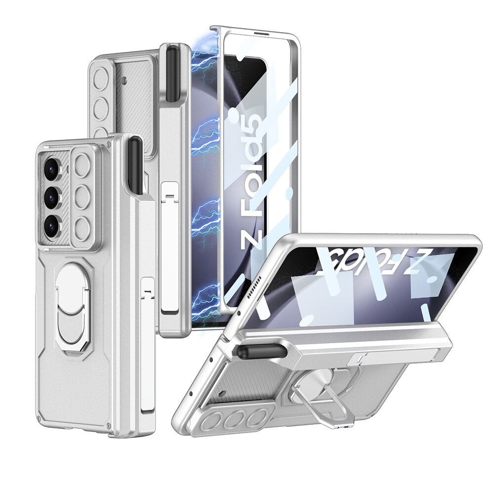 Shockproof Matte Case with Bracket & Pen Slot Holder For Samsung Galaxy Z Fold 5