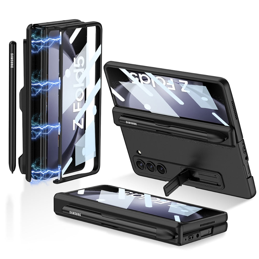 Shockproof Matte Case With Bracket & Pen Holder For Samsung Galaxy Z Fold 5