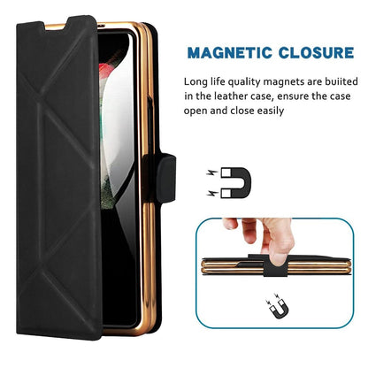 Magnetic Leather Flip Cover & S Pen Slot Holder for Samsung Galaxy Z Fold 5