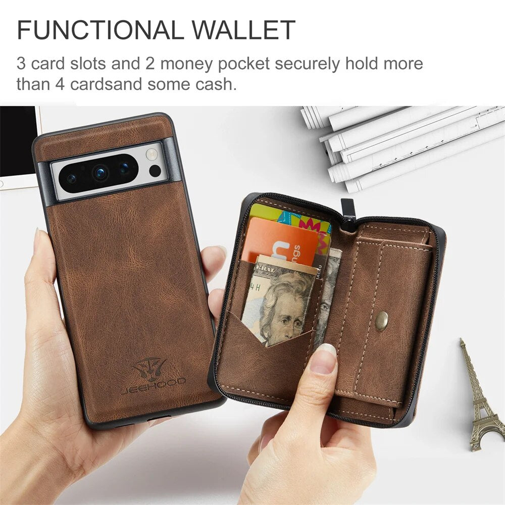 Luxury Magnetic Leather Case with Detachable Wallet for Google Pixel 8 Series