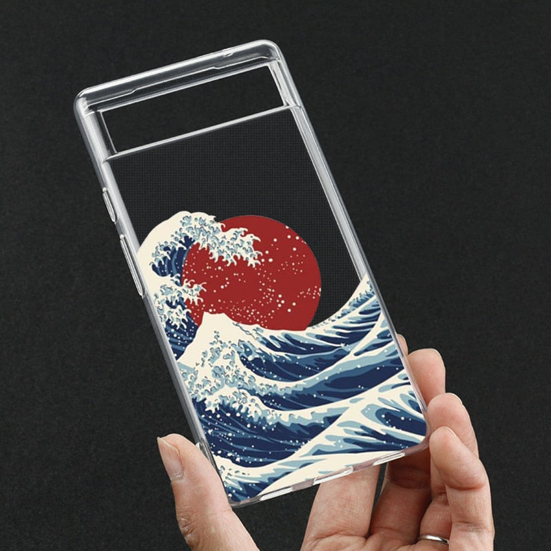 Fashion Great Blue Wave Clear Phone Case for Google Pixel 7 Pro