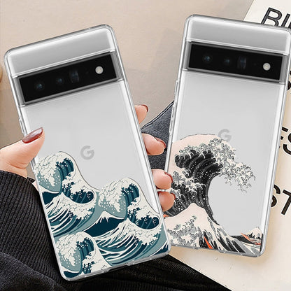 Fashion Great Blue Wave Clear Phone Case for Google Pixel 7 Pro