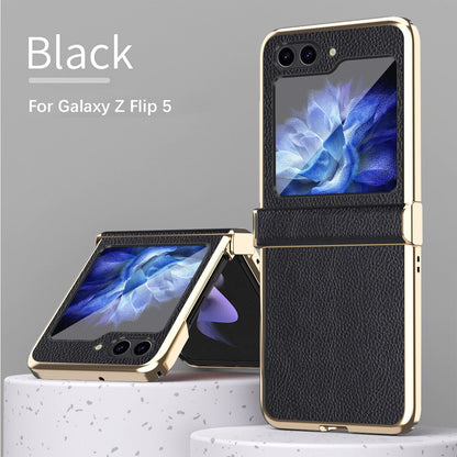 Samsung Galaxy Z Flip 5 Colorful Electroplated Plain Leather Case