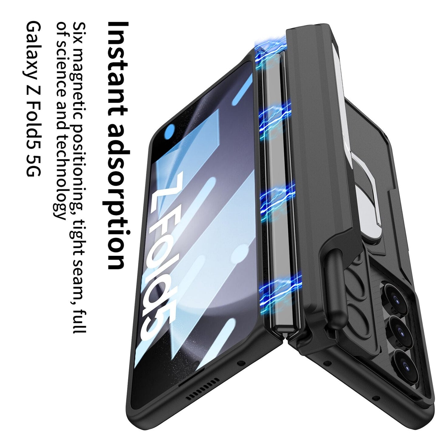 Shockproof Matte Case with Bracket & Pen Slot Holder For Samsung Galaxy Z Fold 5