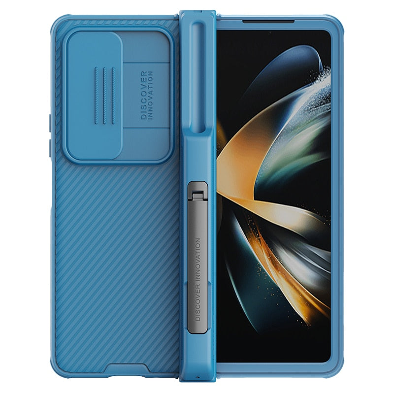 Case with Slide Camera Protector & Kickstand With S-Pen Pocket For Samsung Galaxy Z Fold 4