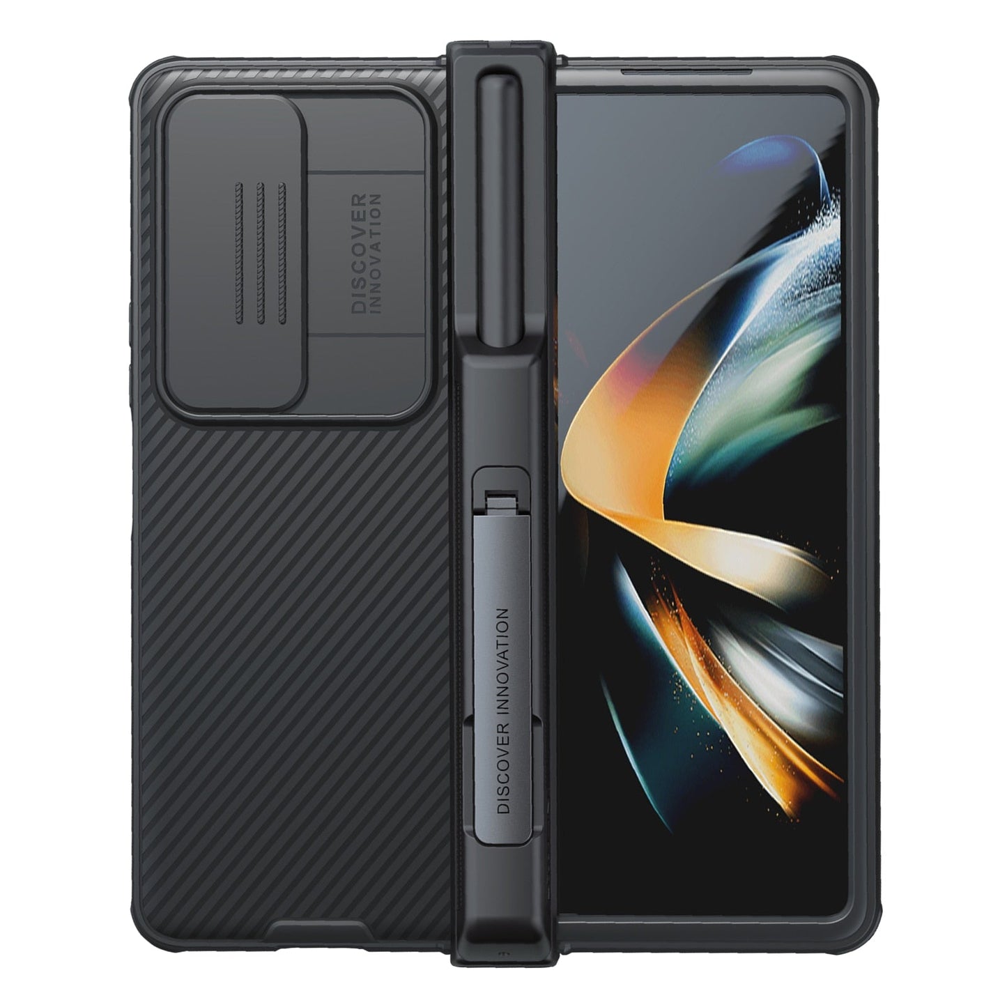 Case with Slide Camera Protector & Kickstand With S-Pen Pocket For Samsung Galaxy Z Fold 4