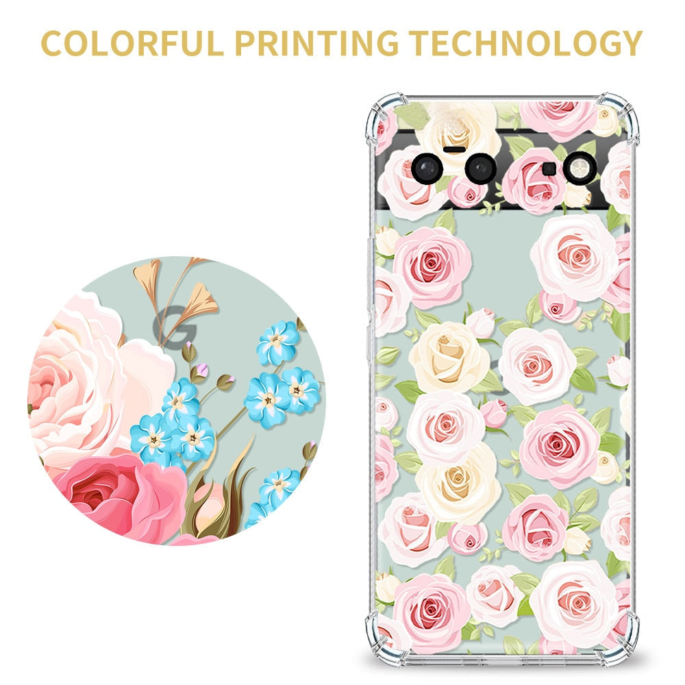 Flower Leaf Transparent Phone Case for Google Pixel 7 Pro