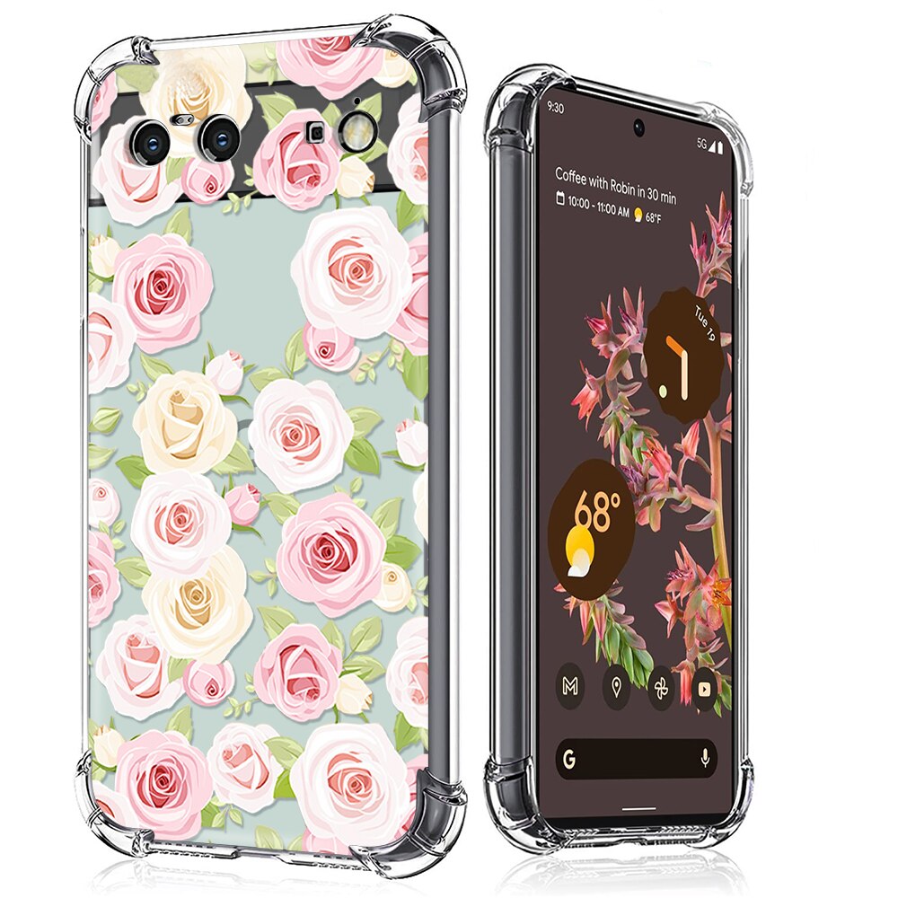 Flower Leaf Transparent Phone Case for Google Pixel 7 Pro