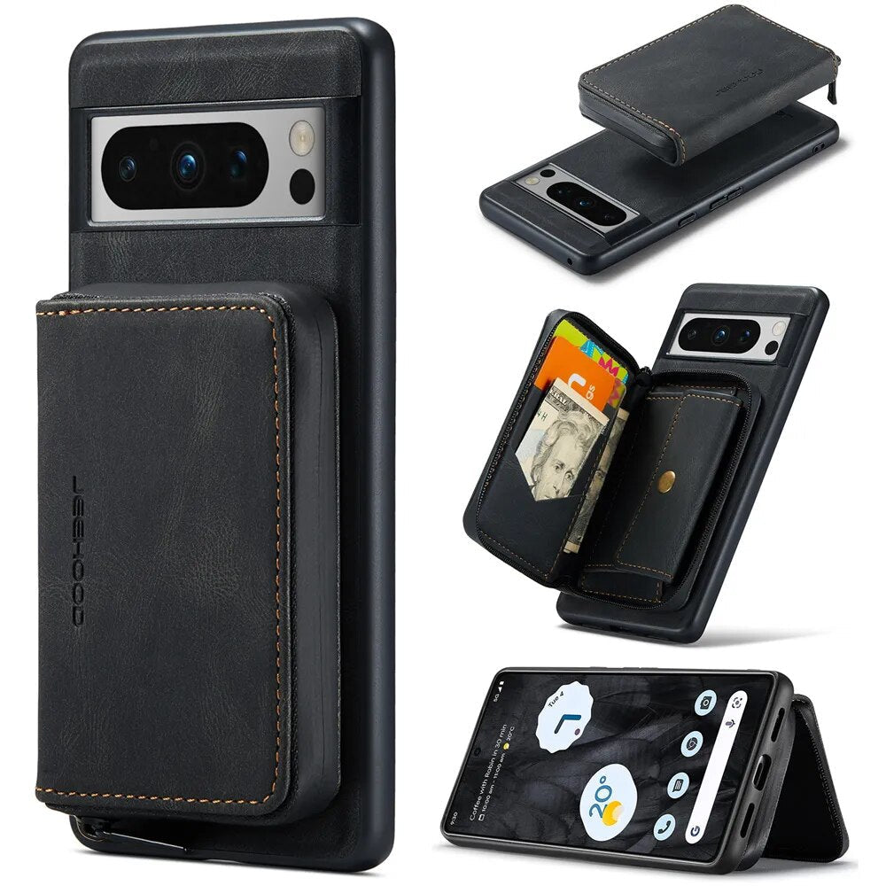 Luxury Magnetic Leather Case with Detachable Wallet for Google Pixel 8 Series