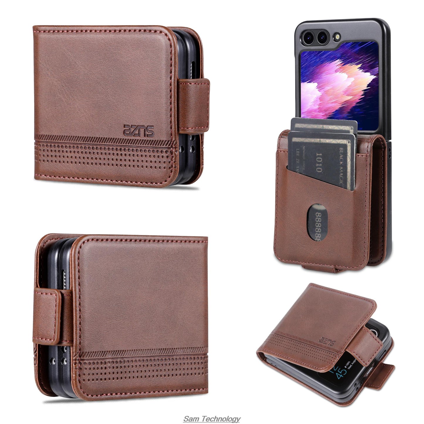 Deluxe Magnetic Adsorption Leather Case for Samsung Galaxy Z Flip 5