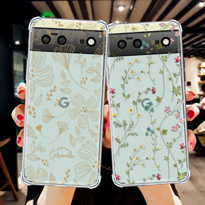 Flower Leaf Transparent Phone Case for Google Pixel 7 Pro