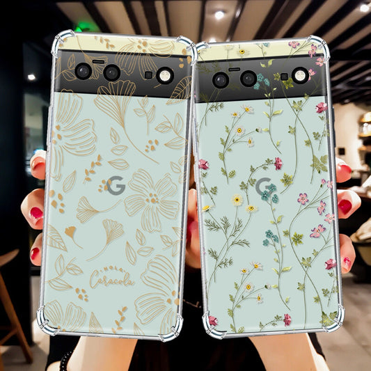 Flower Leaf Transparent Phone Case for Google Pixel 7 Pro