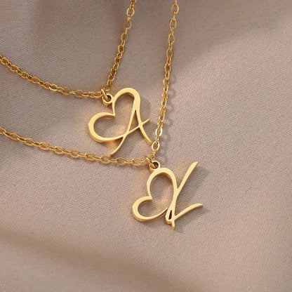 Heart Initial Letter Necklace