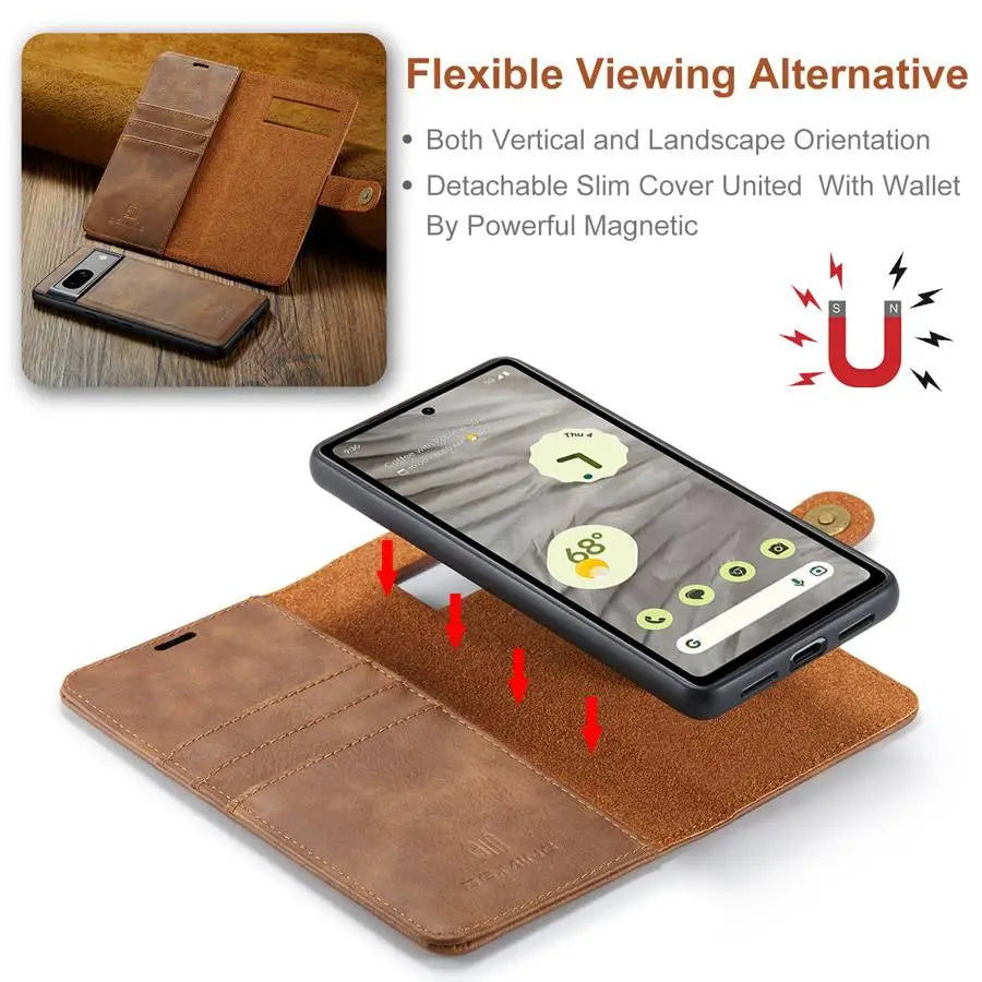 Detachable Magnetic Leather Wallet Case for Google Pixel Series