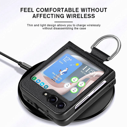 Shockproof Leather Portable Ring Case for Samsung Galaxy Z Flip 5