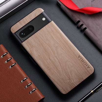 Bamboo Wood Pattern Leather Phone Case For Google Pixel 7 Pro