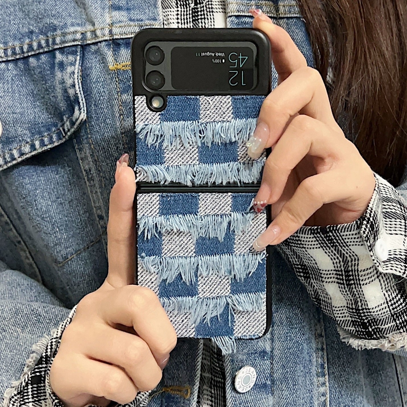 Stylish Vintage Denim Phone Case for Samsung Galaxy Z Flip 4&3