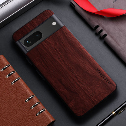 Bamboo Wood Pattern Leather Phone Case For Google Pixel 7 Pro