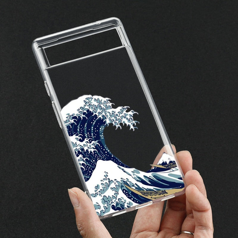 Fashion Great Blue Wave Clear Phone Case for Google Pixel 7 Pro