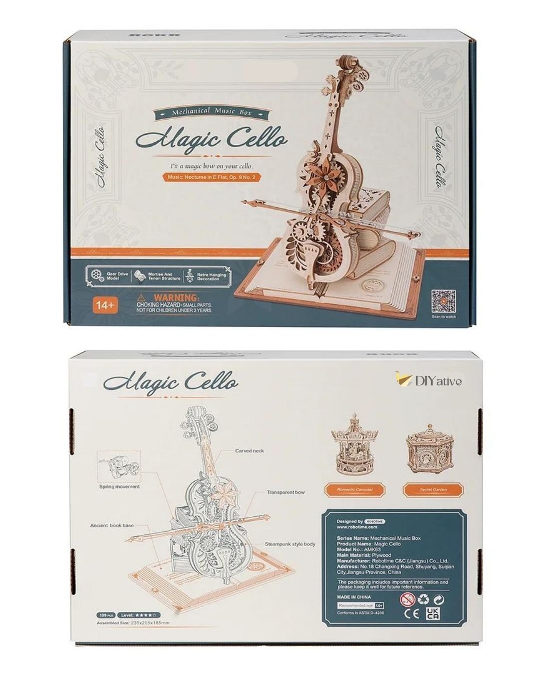 Magic Cello Mechanical Music Box & Music Instruments 3D Wooden Puzzle