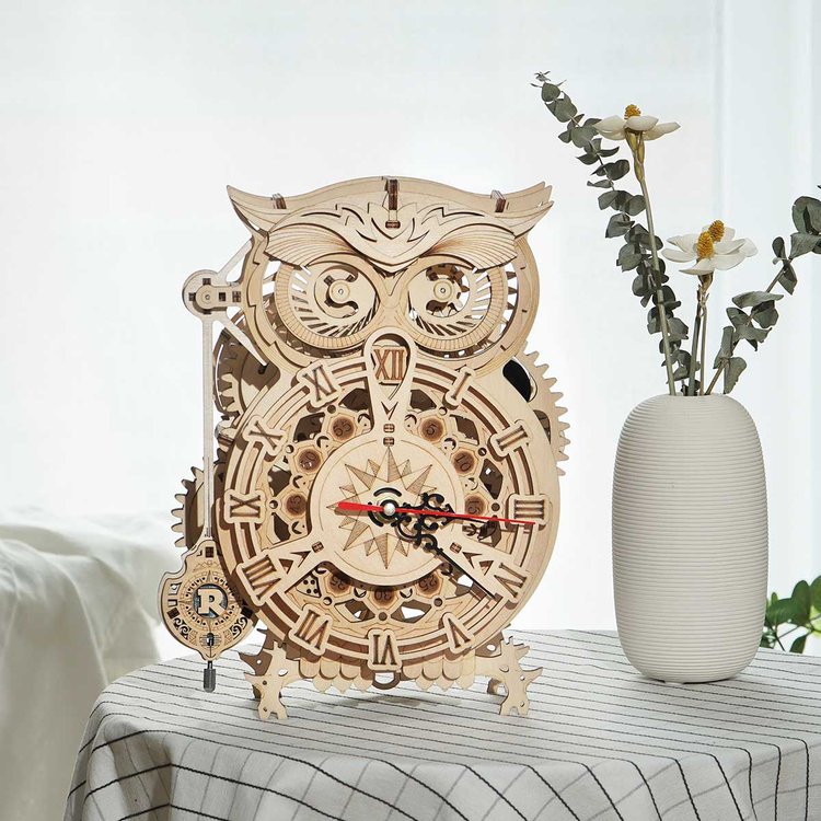 OWL Clock Mechanical Gear 3D Wooden Puzzle