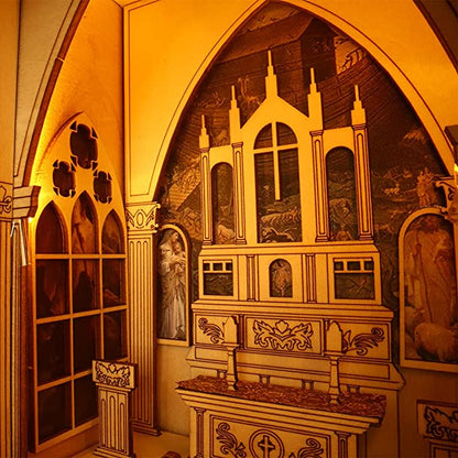 Prayer in Church Book Nook 3D Wooden Puzzle