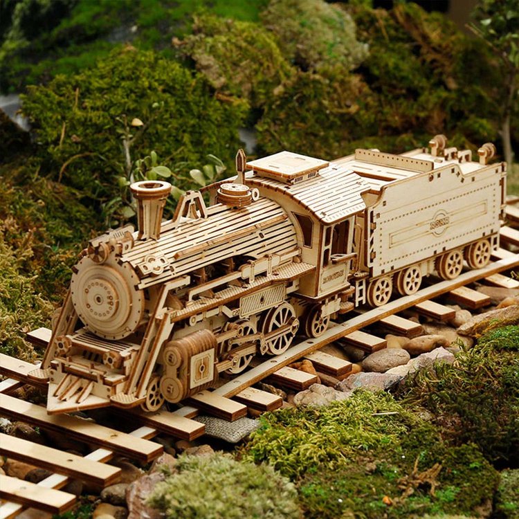 Prime Steam Express Train Scale Model 3D Wooden Puzzle