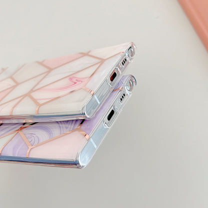 Electroplated Line Glitter Marble Case For Samsung S22 Series