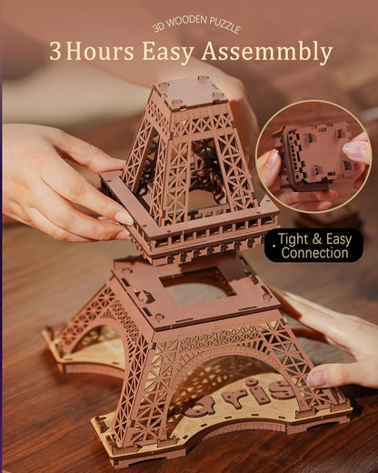 Starry Eiffel Tower 3D Wooden Puzzle