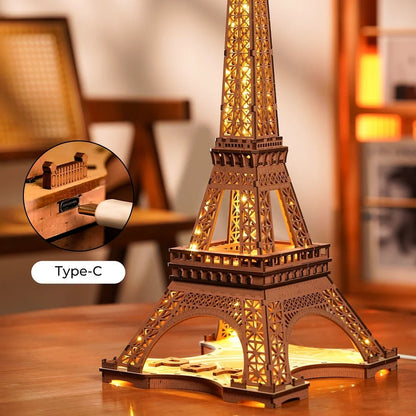 Starry Eiffel Tower 3D Wooden Puzzle