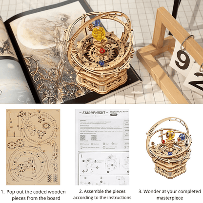 Starry Night Orrery Mechanical Music Box